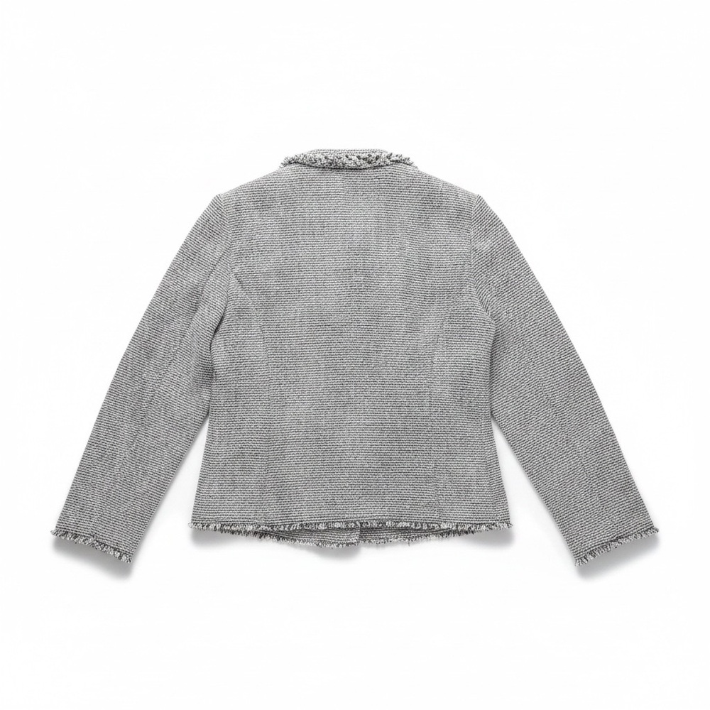 Chico's Gray Textured Fringe Blazer Jacket Size Medium - Picture 4 of 7